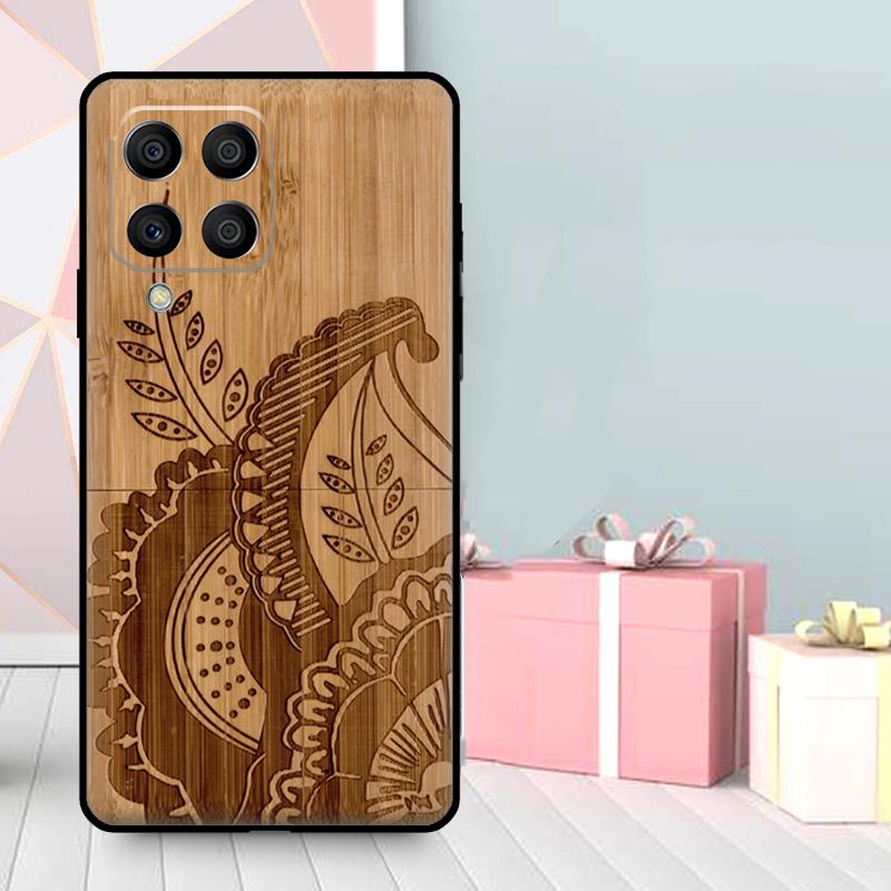 Natural Bamboo Wood Animal Print Case For Samsung Galaxy M16 M31 M21 M13 M33 M53 M15 M35 M55 M36 M56 M12 M32 M52 M14 M34 M54