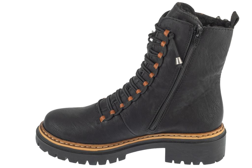 RIEKER Booties, Womens Black Lace-up Shoes