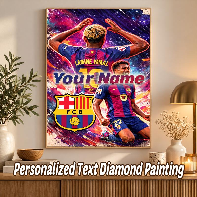 Lamine Yamal Custom Name Text 5D Diamond Painting Kit DIY Full Drill Diamond Art Decoration