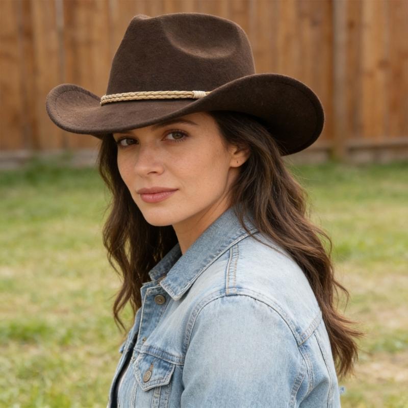 Cappelli da Cowboy Occidentali Classici Stile Unisex Elegante Per Attività All'Aperto e Abbigliamento Casual Fibra di Poliestere