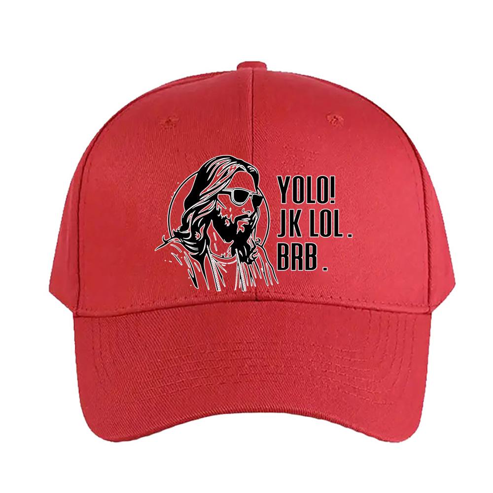 Yolo jk brb jesus Caps Summer Adult Baseball Cap Adjustable with Curved Brim Duckbill Hat Protection Sun Hats Casual
