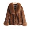 Winter Imitation Mink Coat Short Women's New Imitation Fox Fur Collar Mink Fur Coat Medium Mother Outfit