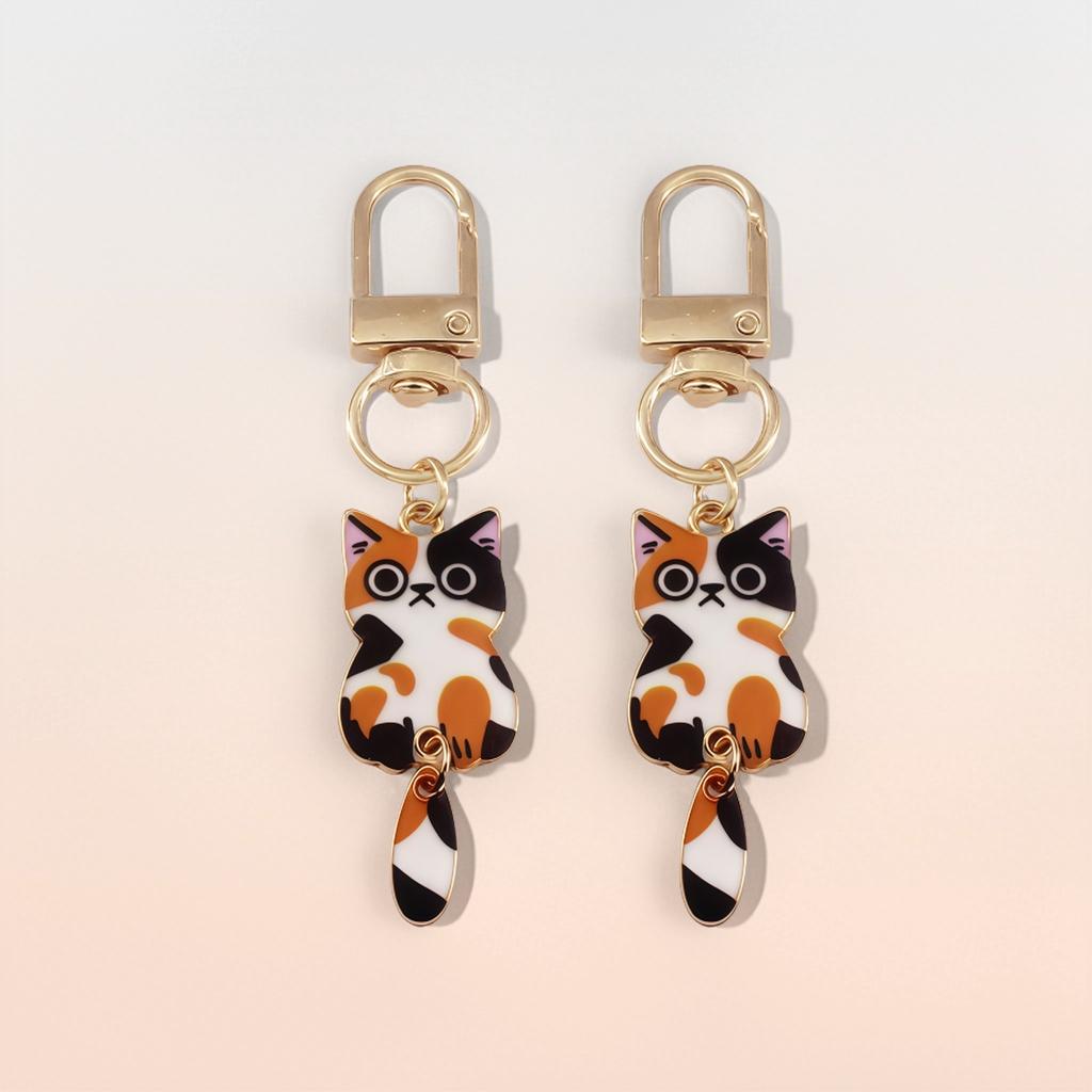 Originalität Metall Katze Farbdruck Schlüsselanhänger Persönlichkeit Rucksack Kleiner Anhänger Schlüsselring Anhänger Tier Niedlich Schlüsselanhänger Ring Geschenk
