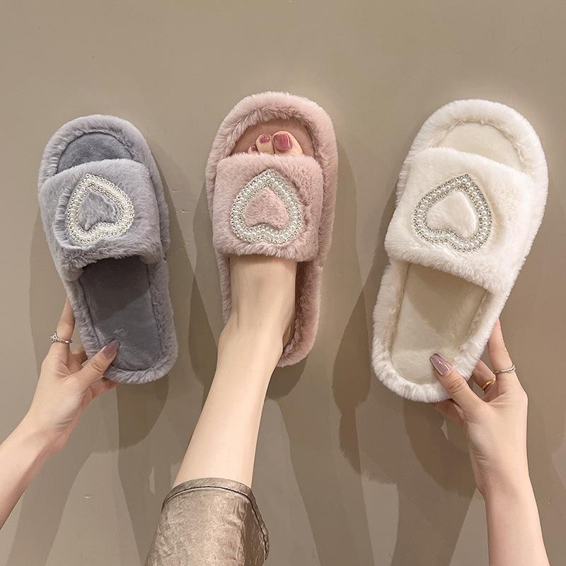 Fashion Winter 2025 New Women's Slippers Anti Slip Casual Indoor Flat Shoes Women's Warm Shoes Solid Color Fashion Women's Slippers
