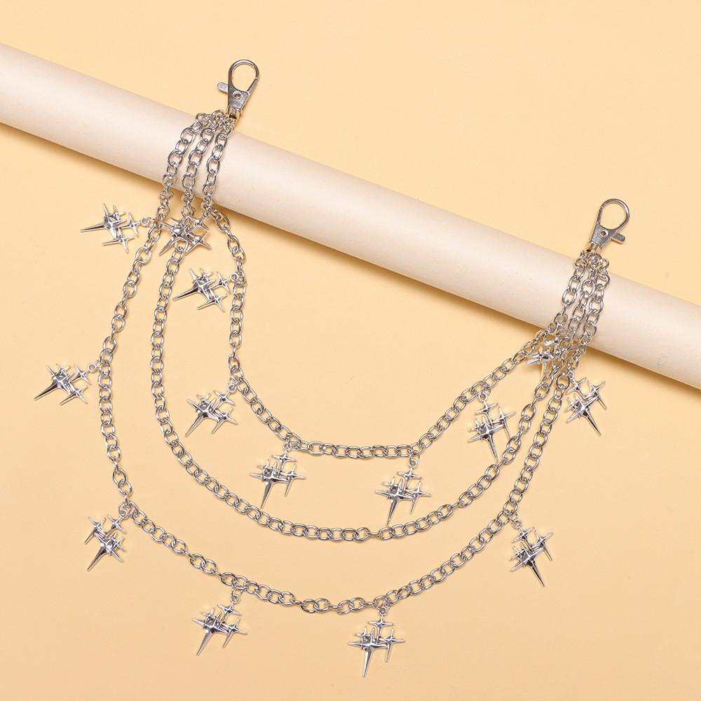 Star Shaped Multilayer Metallic Waist Chain With Lobster Clasp For Adult Women Party Wear