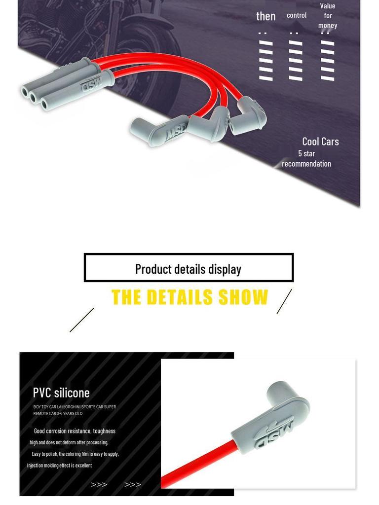 Japanese MSD High Voltage Off-Road Spark Plug Cap and Ignition Line for Motorcycles