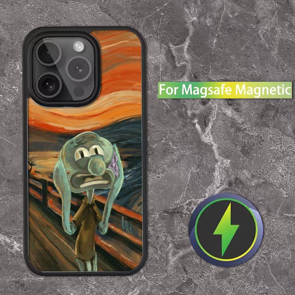 Squidward Tentacles Phone Case For iPhone 16,15,14,13,12,11,Pro,Max,Plus,Mini,SE Magsafe Magnetic Wireless Charging