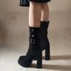 Fashion Niche Retro Block Heel Skinny Booties Women's 2025 New Summer Heightened High Heels
