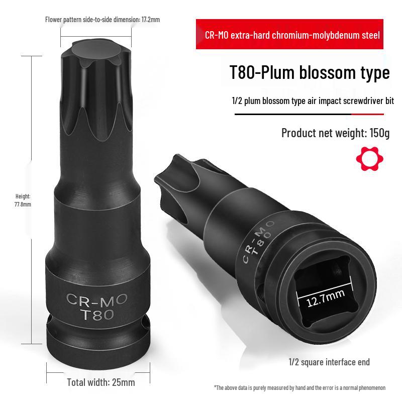 1/2'' Torx Impact Hex Bit Wrench with Magnetic Chrome Molybdenum Steel Head