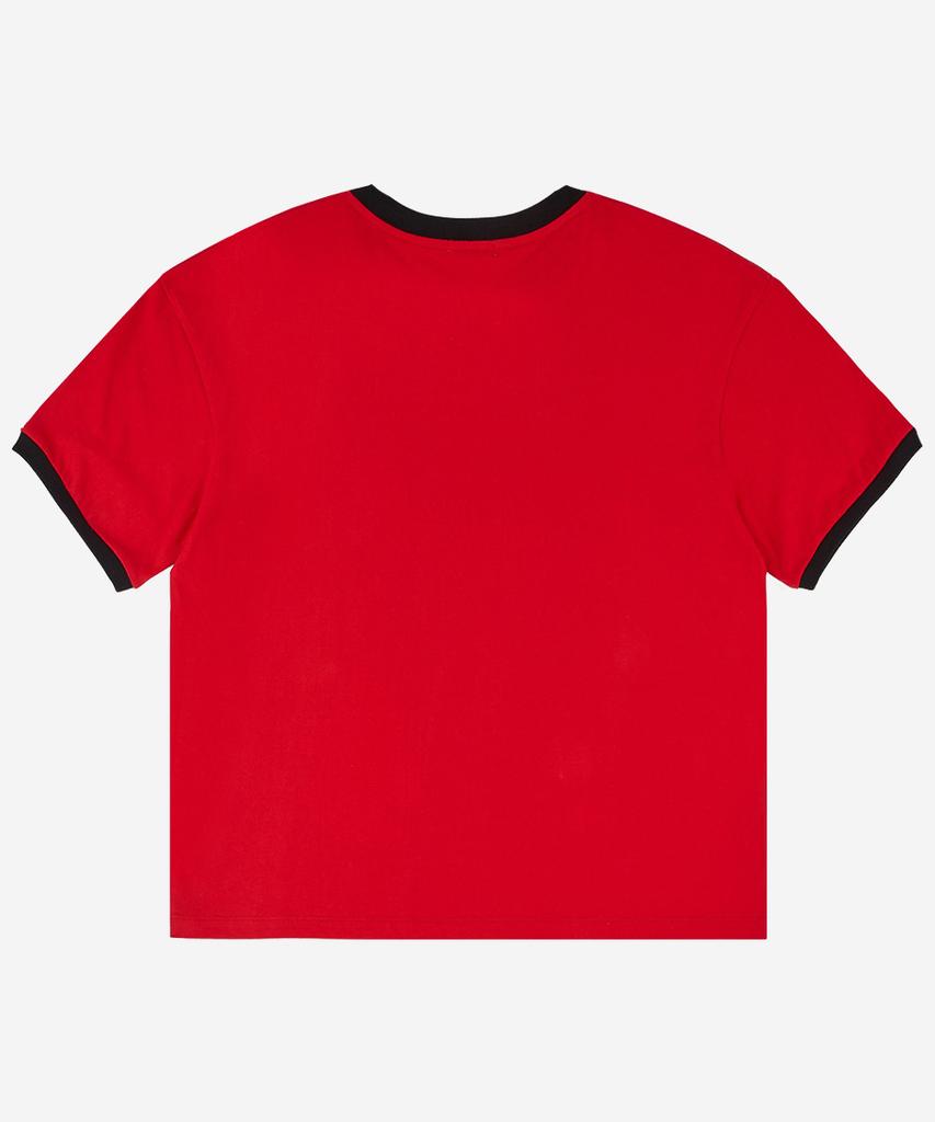 Nodi Dual Horse Emblem Ringer Crop Tee Red