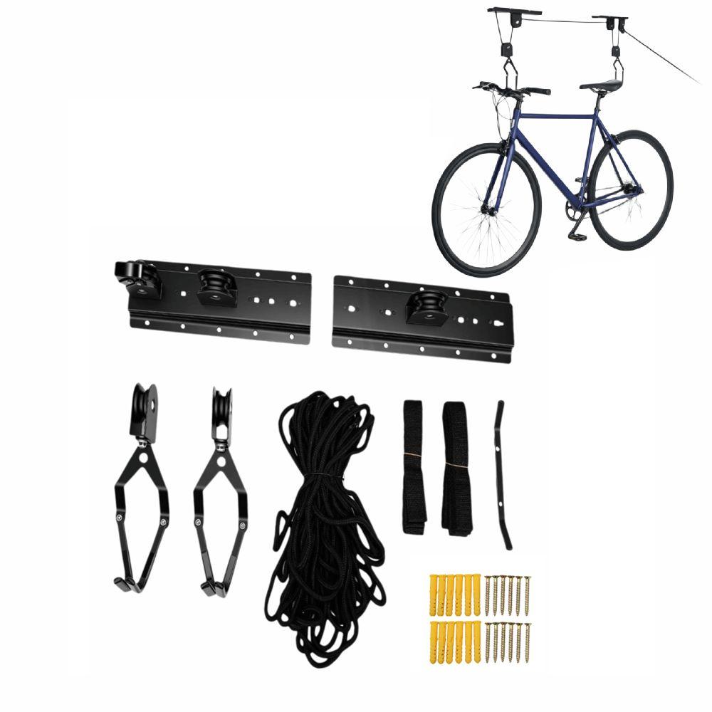 Heavy Duty Bicycle Hoist Rack Nylon Lifting Rope Bicycle Storage Hanger Garage Bicycle Storage
