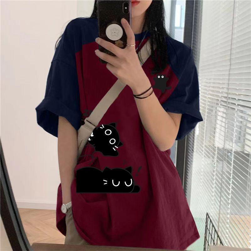 Высококачественная модная хип-хоп короткорукавная свободная уникальная контрастная футболка для женщин 5XL