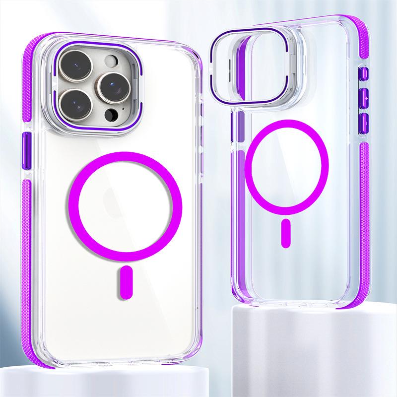 

iPhone 17 Pro Max Two-tone Xuncai Phone Case with Stand for Apple 17/16/15/14 Lens. 14 Pro Max
