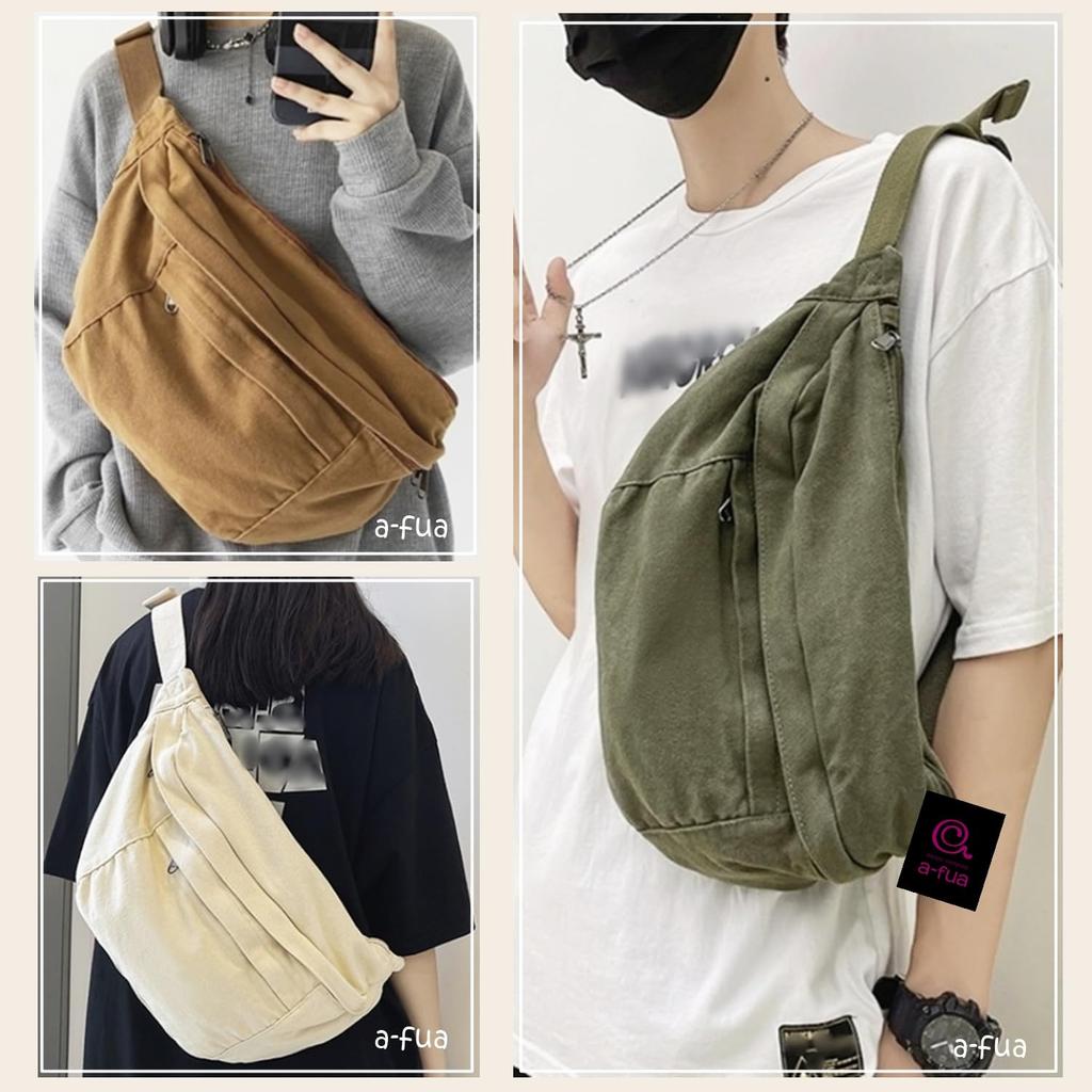 Messenger Crossbody Canvas Sling Large Canvas A-fua Bag, Bag, Capacity, (Dark Green)