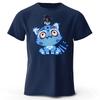 New KPOP Blue Cat Pure Cotton Short Sleeve Summer MenWomen Fashion Daily Street Wear Large Comfortable Soft Casual Tshirt