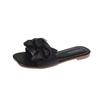 2025 summer new fashion casual slippers women's outer wear square head bow flat bottom one-word drag