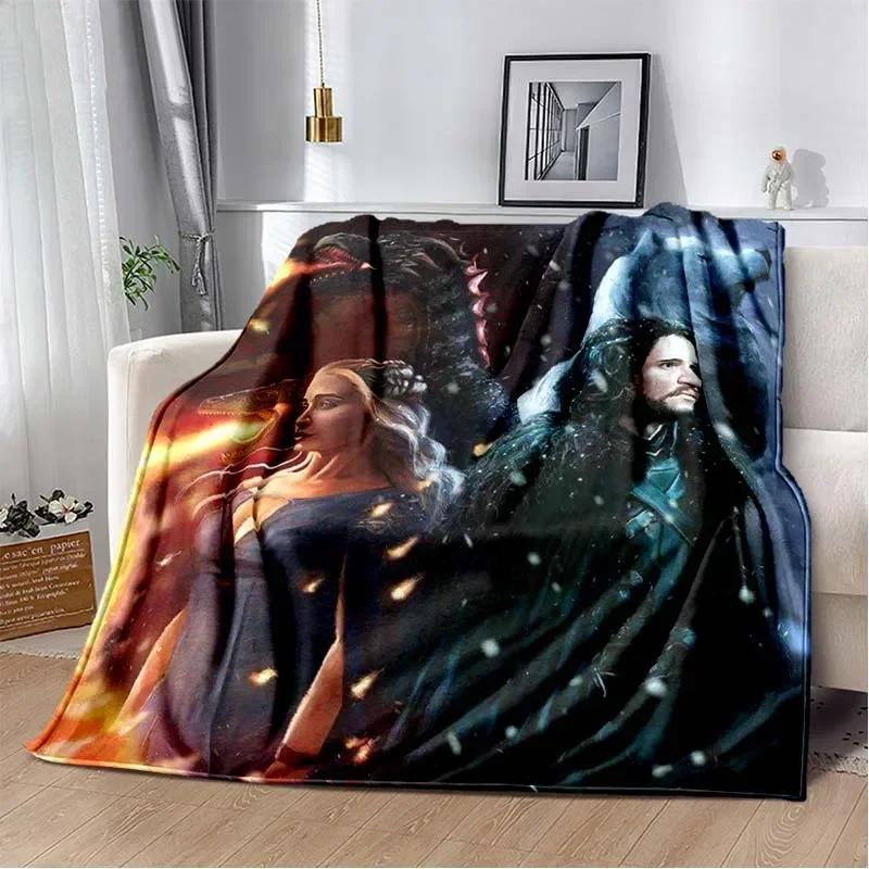 Game Dragon Plush Throw Blanket TV Series Thrones Fleece Bedspread Blanket Flannel Bedding Square Picnic Wool Soft Blanket