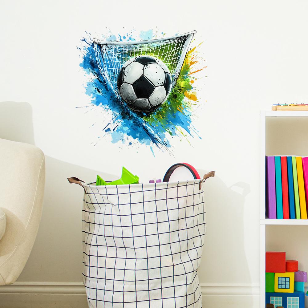 3D Football Soccer Wall Stickers For Kids Rooms Children Bedroom Cartoon Wall Decals