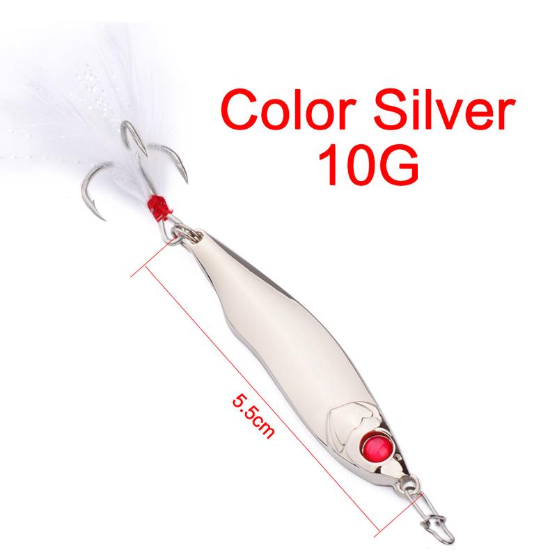 10g/15g/20g/28g Long Cast Metal Fish Rotator Hard Bait Fare with Feather Sequins