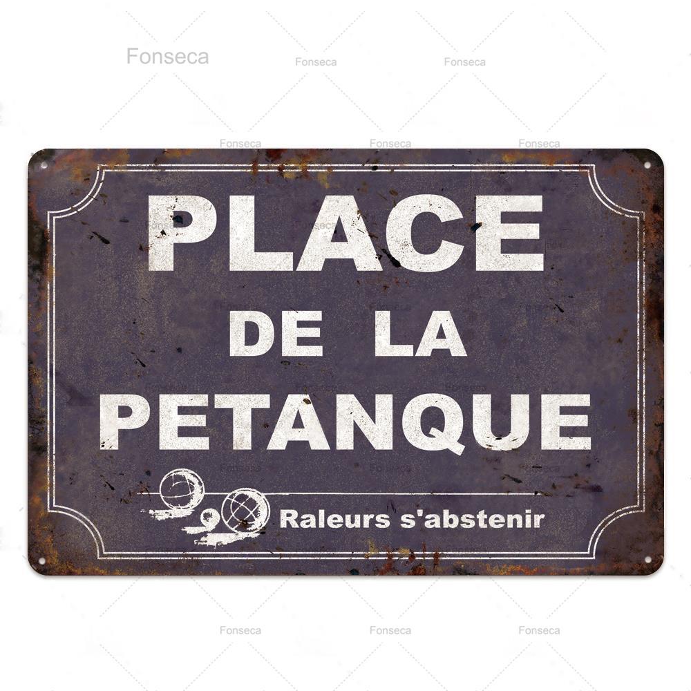 Place Des Aperos Plaque Metal Vintage French Retro Metal Tin Sign Bar Pub Club Wall Decor Iron Painting Decorative Plate