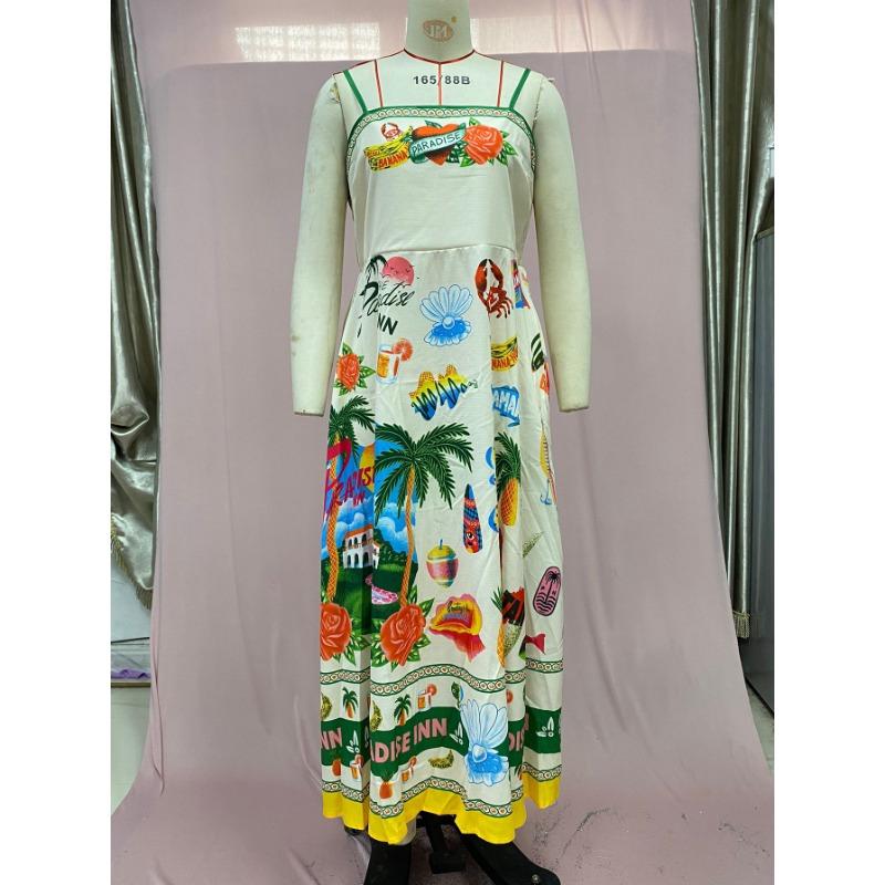 Vestidos Halter de Verão Femininos com Estampa Grafite e Sem Mangas e Bainha Grande