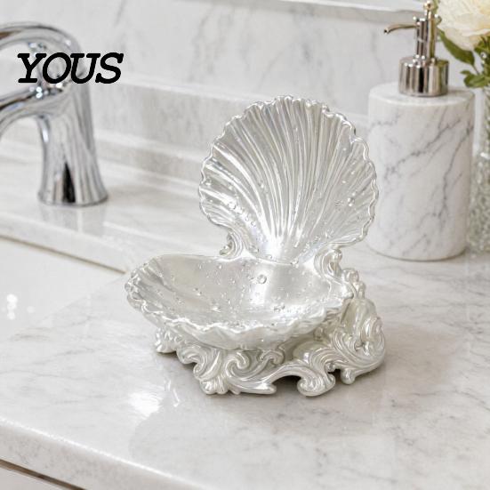 Sweet Style Jewelry Holder 3D Printed Shell Tray, Decorative Desktop Storage Organizer for Dressing Tray Table, Opening Trinket Dish Rings