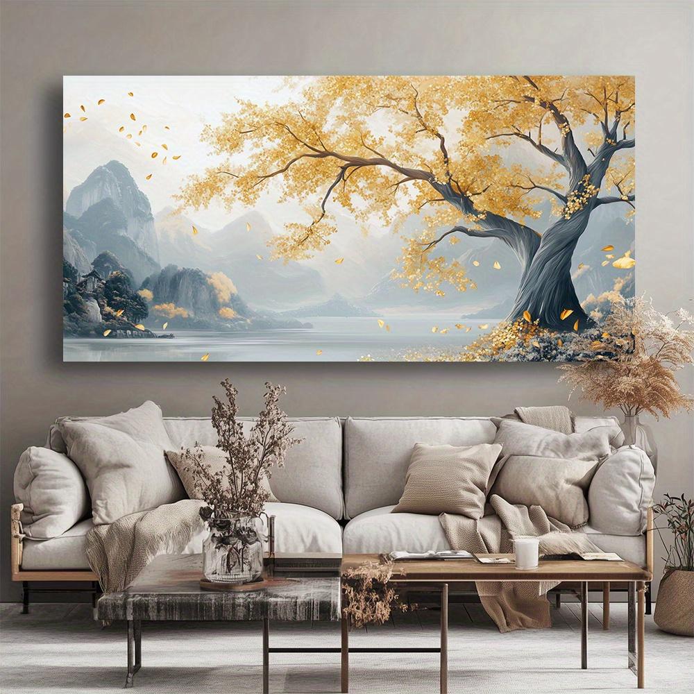 

Canvas Wall Art Golden Autumn Tree Abstract Painting Frameless Picture Living Room Office Bedroom Wall Decor High Quality Prints 20x40cm No Framed