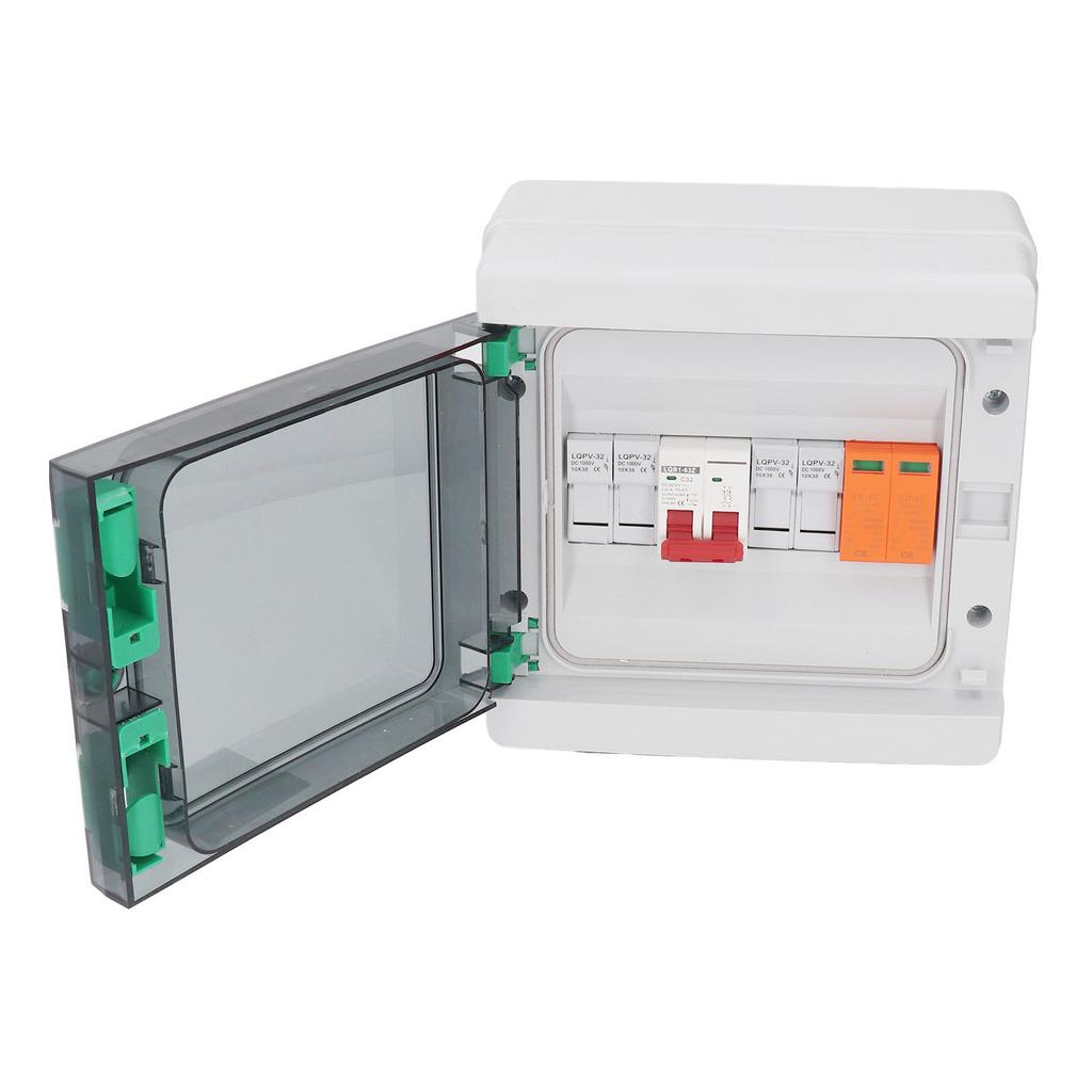 PV Combiner Box 2 String Waterproof Solar Combiner Box with 15A Fuse 32A Circuit Breaker DC500V