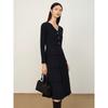 JZ Anna Coco Elegant V-Neck Puff Sleeve Wool Blend Sweater Dress