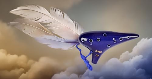 TNG Ocarina, Single [12-Hole / Alto / Blue], Premium C Key, AC (Includes Fingering Chart), Glazed Finish, Blue, for Wind Instruments