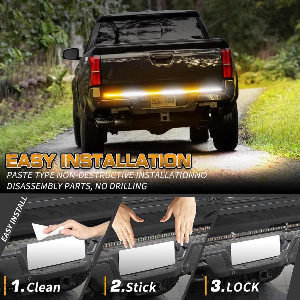 XRIDONSEN 48 Inch Truck Tailgate Strobe Lights Strip Rear Window Lights 288 LED Tail Emergency Light Bar Amber White Flashing Warning Hazard Safety