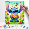 Disney Stitch Flower Digital Oil Painting DIY HandPainted Coloring Art Home Decoration, Beautiful Cartoon Wall Art Decor Paint By Numbers