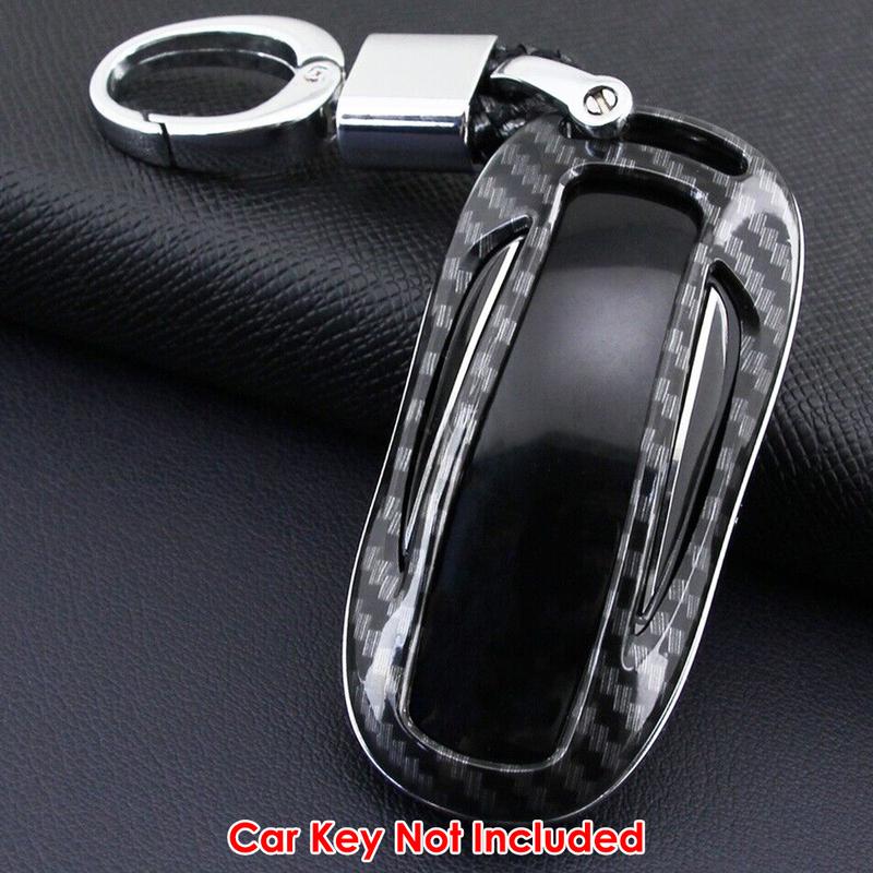 1PC Carbon Fiber ABS Car Key Fob Shell Cover for Tesla Model X 2016 2017 2018      Accessories