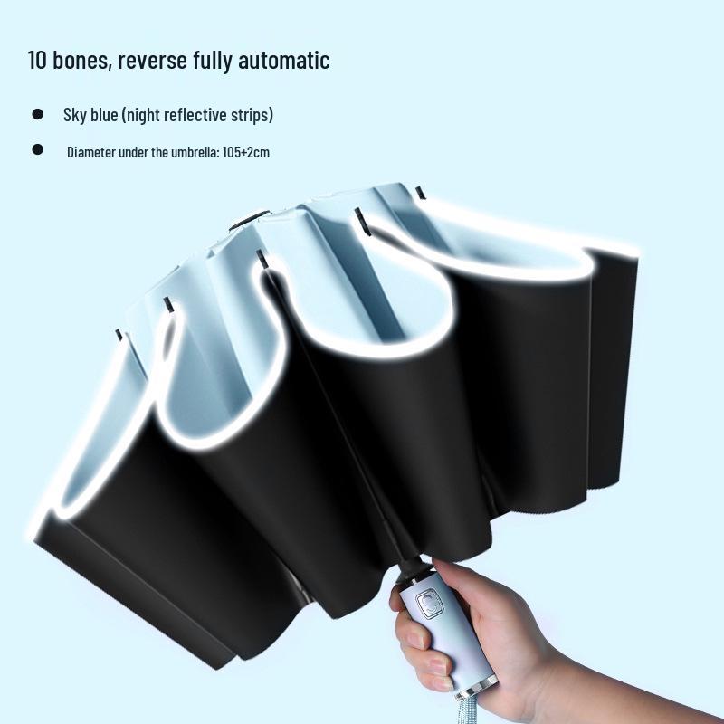 Automatic Windproof Umbrella: UV Protection, Large Folding Design, Wooden Handle for Sun and Rain