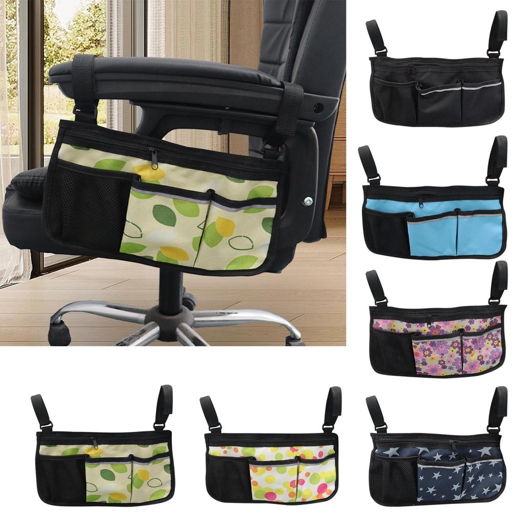Side Bag Portable Multiple Pockets Carry Bag Waterproof Hanging for Travel Rollators Mobility Chairs Bed Rail Outdoor