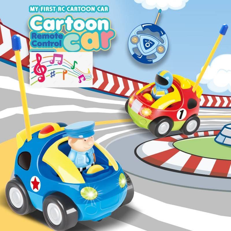 Jakmean Cartoon Remote Control Car Police Car With Colorful Lights And Music For Kids