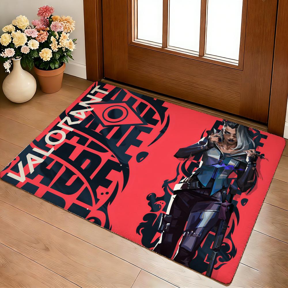 Game V-ValorantS Cool Floor Mat Cozy Flannel Soft Thick Non-Slip Mat For Living Room Bedroom Kitchen Decor Rugs