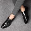 Brown Patent Leather Pointed Toe Social Shoe for Men Bright Upper Black Suit  Trend Dress Shoes Man Official New Gentleman