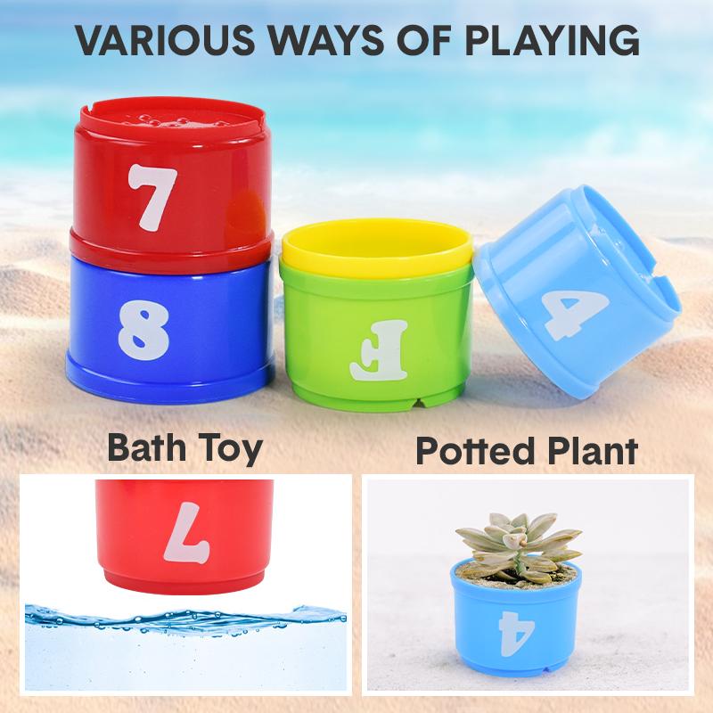 9pcs/set Kids Stack Cups Toys Early Educational Figures Letters Foldind Stack Cup Tower Baby Intelligence Training Toy Gifts