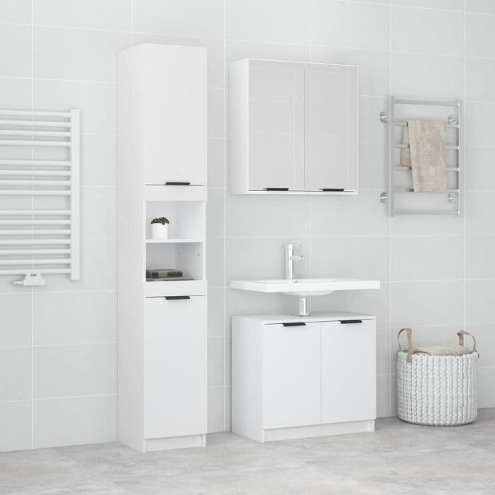 VidaXL Meubles de salle de bain 3 pcs Blanc Bois d'ingénierie 3115876