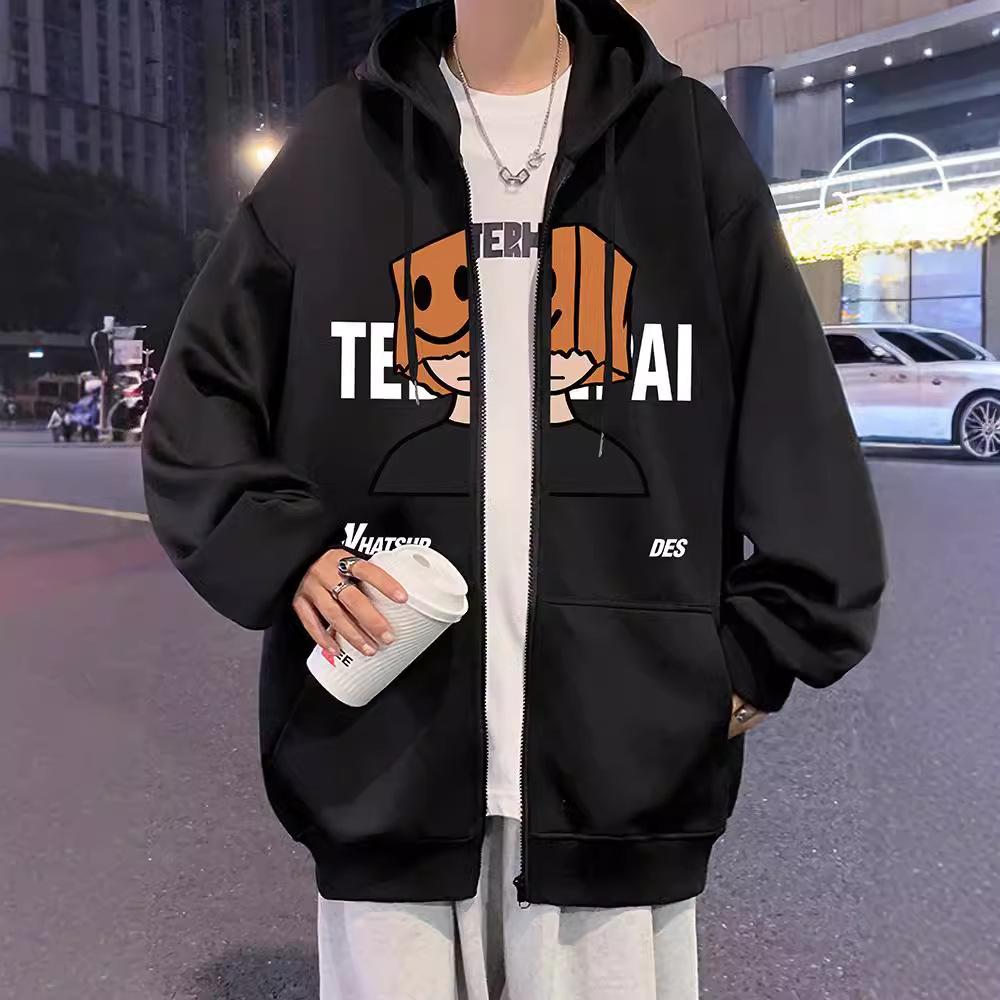 

Мужская осенне-зимняя американская куртка с капюшоном на молнии из бархата в стиле Гонконга для мужчин и женщин 5XL чёрный