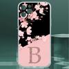 Personalisierte Kirschblüten-Anfangs-Hülle für Apple iPhone 11 13 14 12 Pro 7 8 Plus XR X XS Max 6 6S Klare Silikon-Handy-Coque