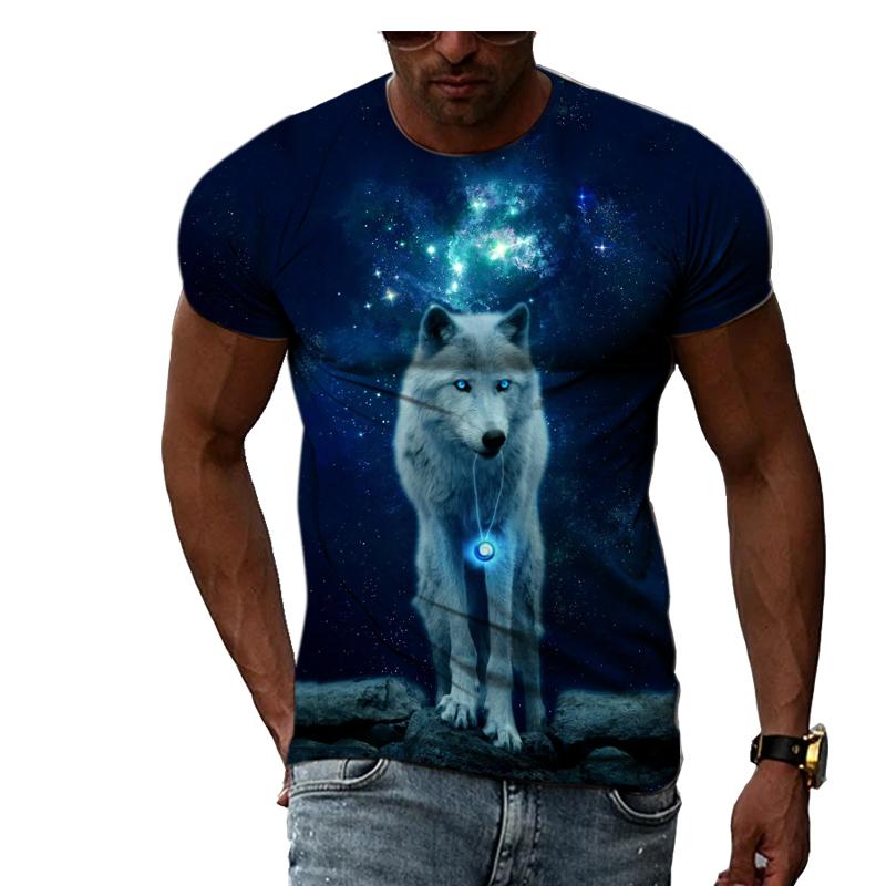 Fashion Hip Hop 3D Animal Wolf Men T-shirt Summer Trendly Casual Personality Printed Graphic T Shirts O-neck Short Sleeve Tees