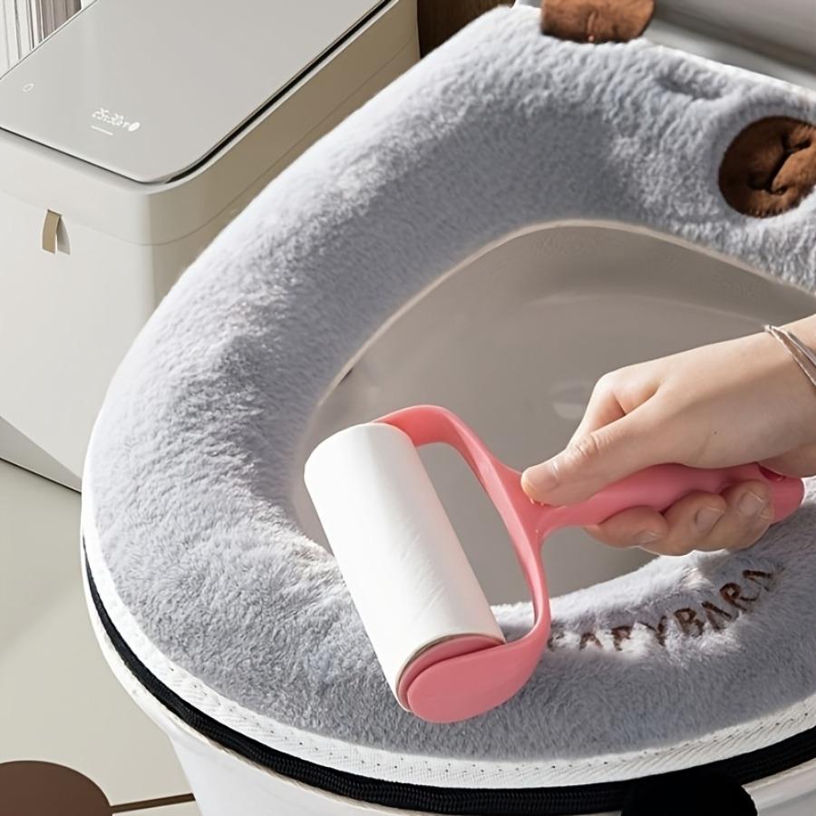 New Winter Thickened And Plush Toilet Seat Cover for Home Use, Featuring Cartoon Embroidery And a Built-In Handle