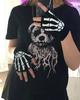 Noi mănuși punk unisex Halloween cu schelet craniu Mănuși cu jumătate de deget care strălucesc în întuneric Mănuși de iarnă tricotate fără degete stretch