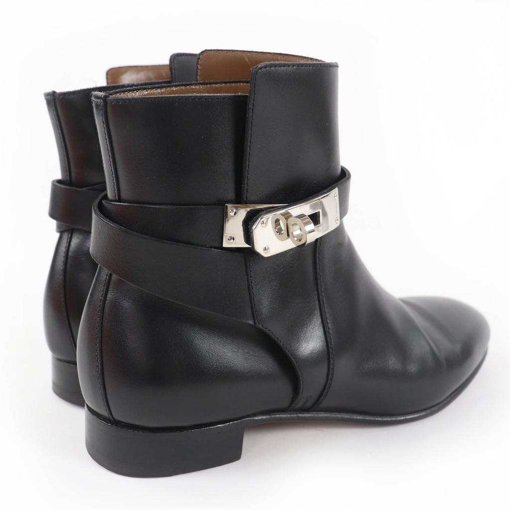 Great HERMES short boots Neo Kelly Buckle Leather black leather Women 36 Used