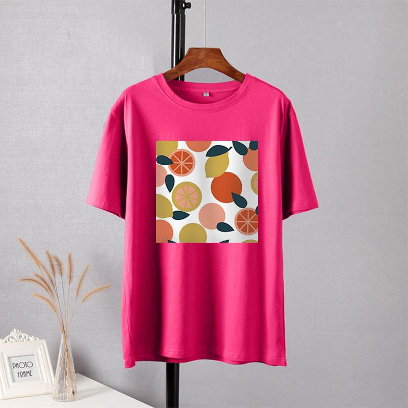 Shellsuning Casaul Kawaii Fruit Printed T Shirt Women Loose O Neck Short Sleeve Base Tees Female Simple Cotton Trendy White Tops