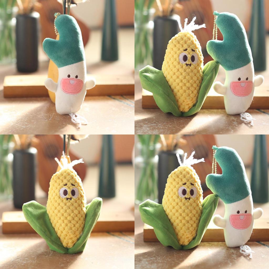 Corn Scallion Plushie Keychain Soft Stuffed Toy Pp Cotton Bag Charm Gift For Kids Decor