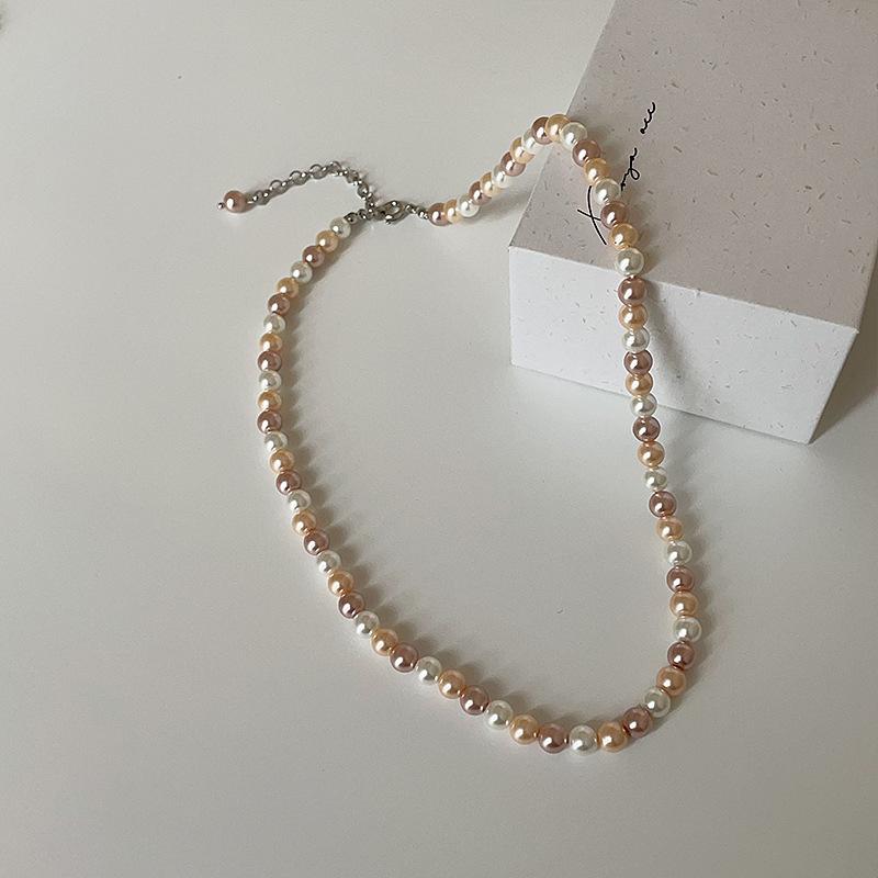 

Легкое роскошное высококачественное жемчужное ожерелье карамельного цвета, женская французская элегантность, индивидуальность, мода, темперамент, универсальная цепочка на шею, цепочка на ключицу