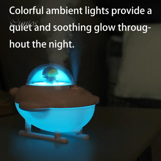 Decorative Humidifier Desktop Humidifier, Airplane Shaped with Light, Portable 220ml Water Adjustable Spray Tank Capacity Quiet Operation for